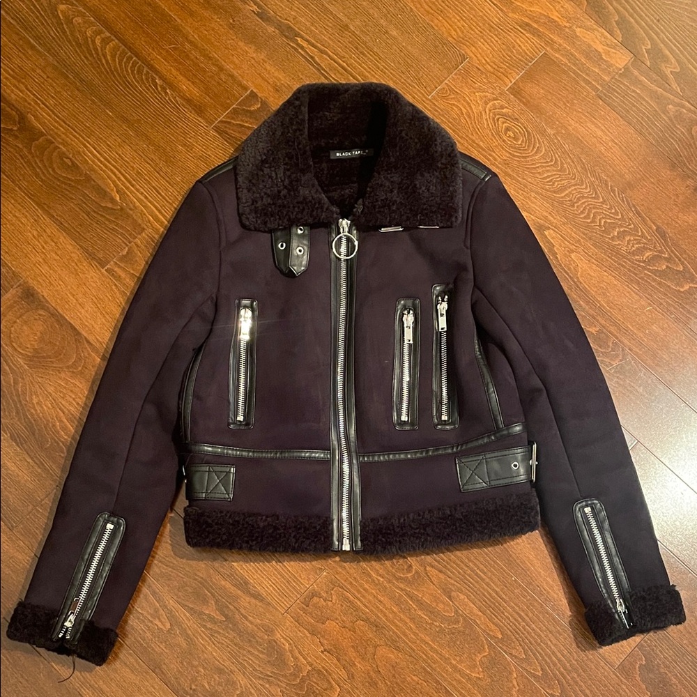 BLACK TAPE - Women's Navy Shearling Jacket